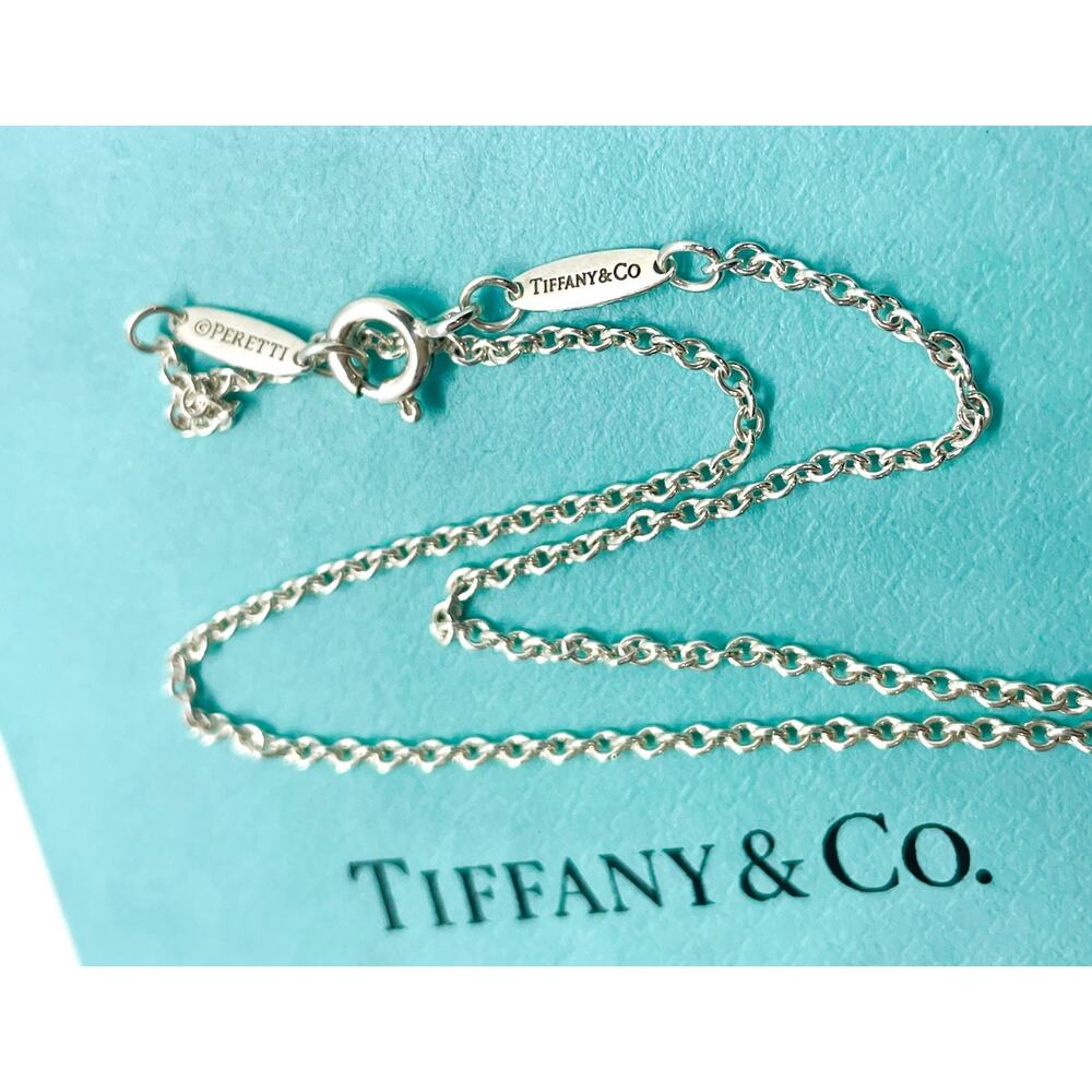 LARGE Tiffany & Co Elsa Peretti Double Open Heart Pendant Necklace 18k & Silver - Picture 7 of 13